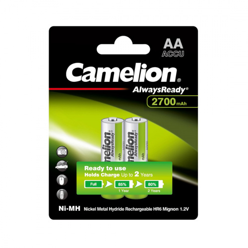 Аккумулятор CAMELION AlwaysReady Ni-MH Rechargeable NH-AA2700ARBP2 2 шт. в блистере фото 2