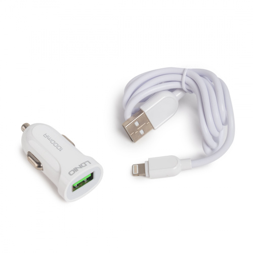 Автомобильное зарядное устройство LDNIO DL-C17 1*USB Lightning Белый фото 3